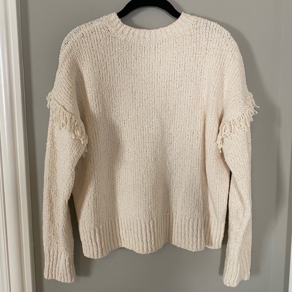 Madewell Knit Fringe Sweater, White, Size S - Picture 2 of 4